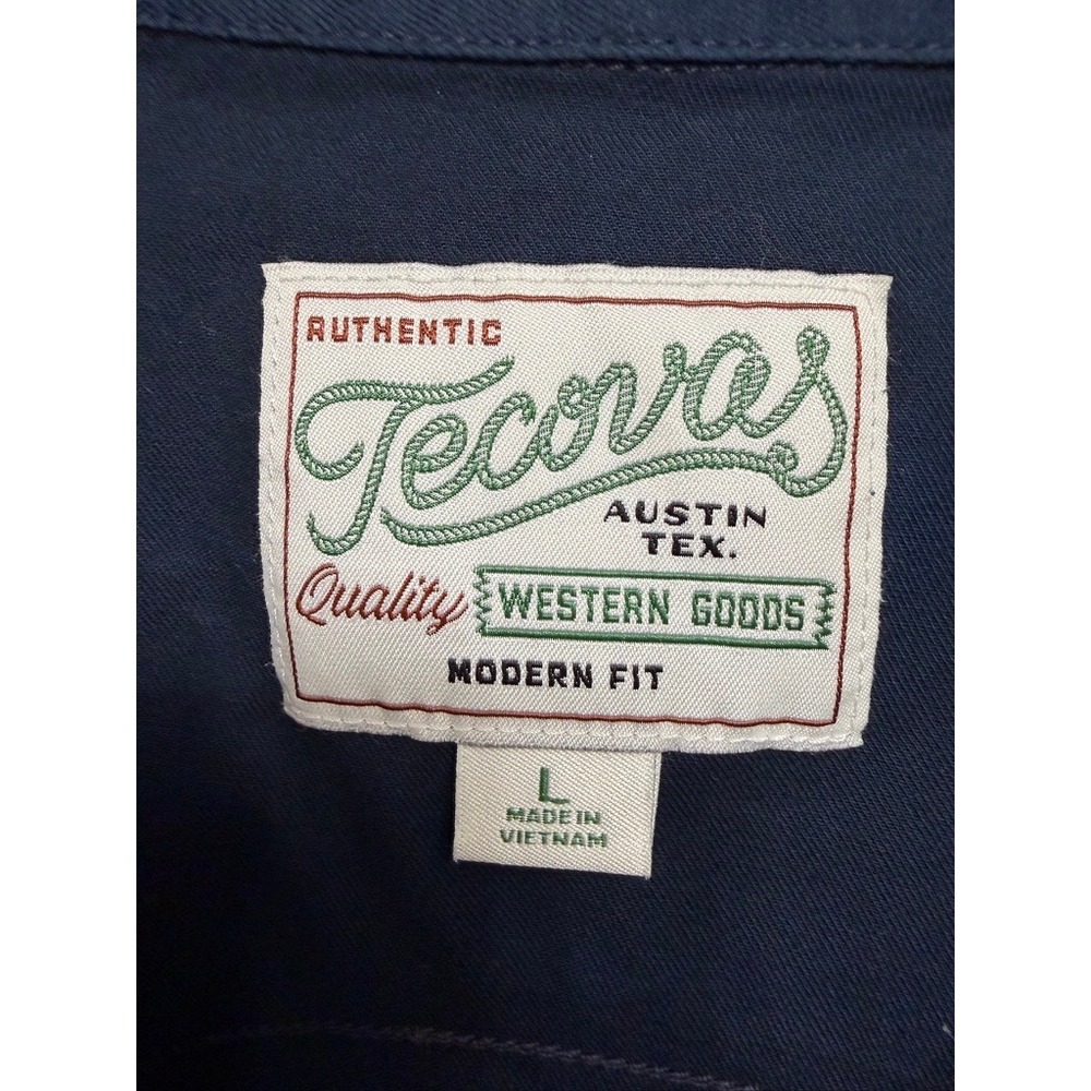 Tecovas Mens Western Pearl Snap Shirt Navy Blue Modern Fit Large Austin Texas - Picture 3 of 7